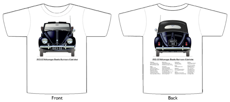 VW Beetle Karmann Cabriolet 1953-55 T-shirt Front & Back